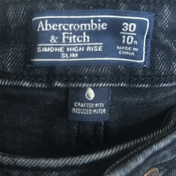 Abercrombie & Fitch Simone High Rise Slim Jeans Raw Hem Ankle Slit Black Size 30 - Picture 8 of 12